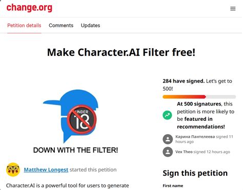 character ai nsfw petition|Petition Demand a toggle for the NSFW filter on。